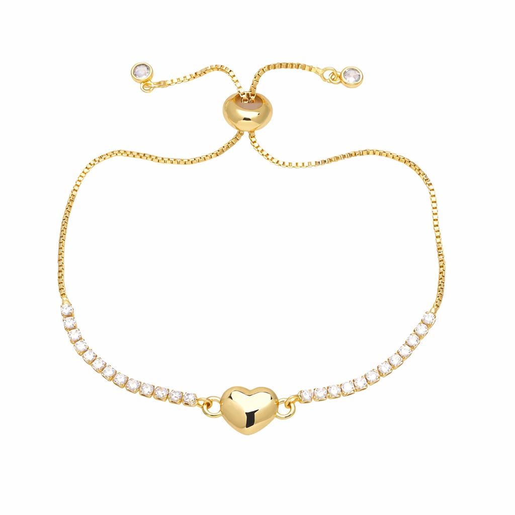 Adjustable Gold Plated Heart and Star Bracelet