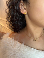 Gold-tone stainless steel set with a chain and rainbow earrings