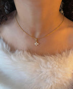 Flower- Necklace, 18K Gold Plated Steel