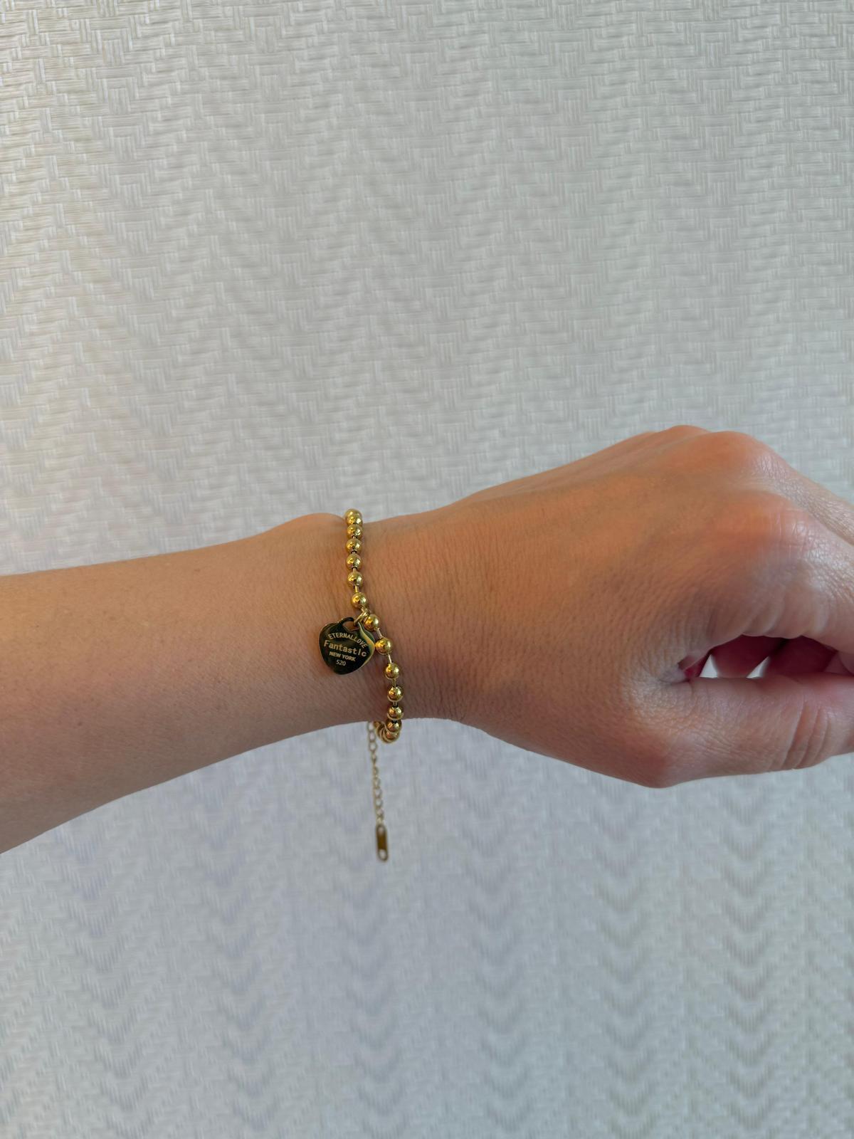 Hearts- Bracelet, 18K Gold Plated Steel
