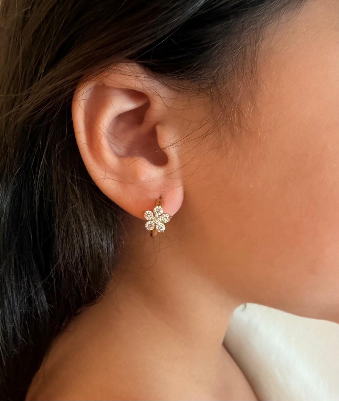 Peach Blossom Earrings with 6 White Zircon