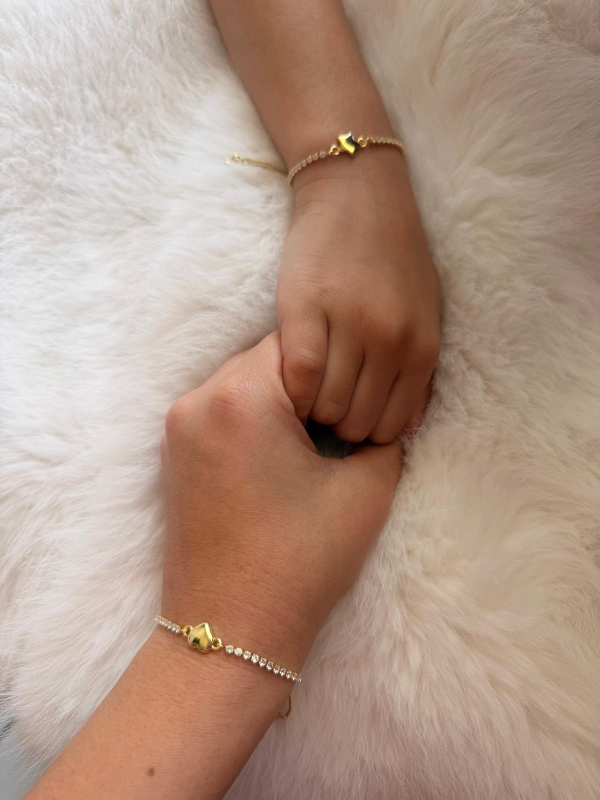 Adjustable Gold Plated Heart and Star Bracelet