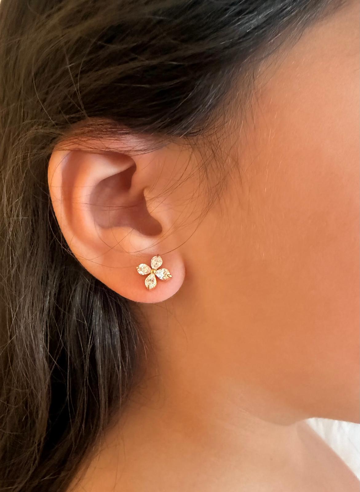 Flowers- Earrings, 18K Gold Plated Steel