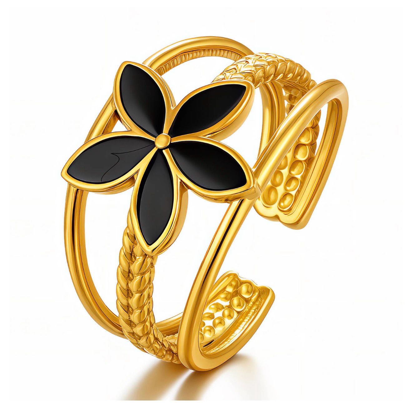 Flower- Ring, 18K Gold Plated Steel
