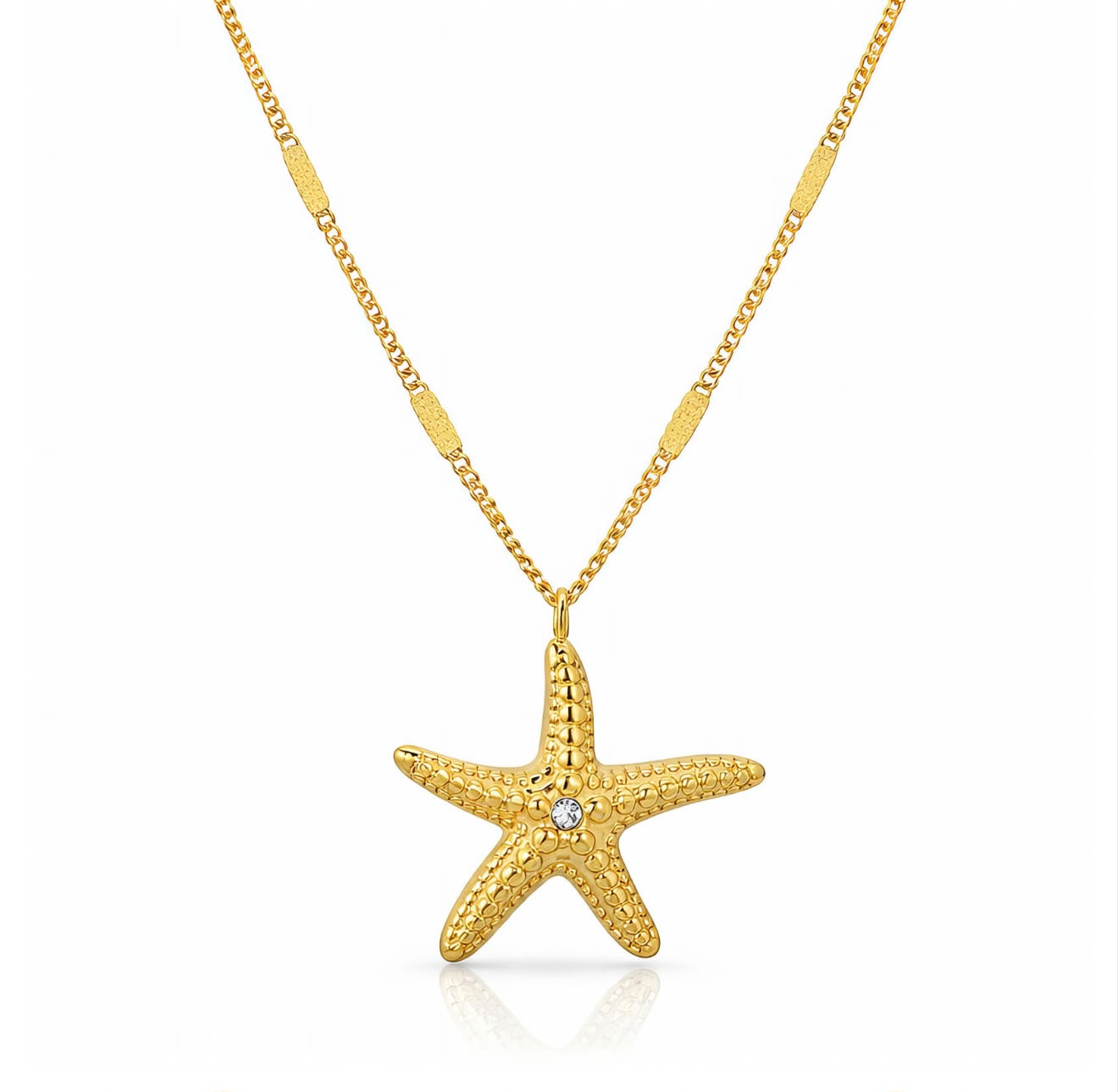 Starfish Necklace, 18K Gold Plated Steel