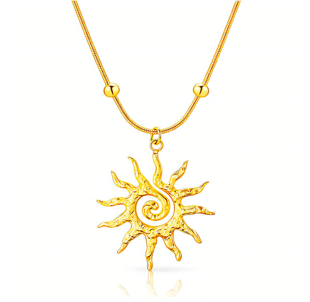 Sun Necklace, 18K Gold Plated Steel