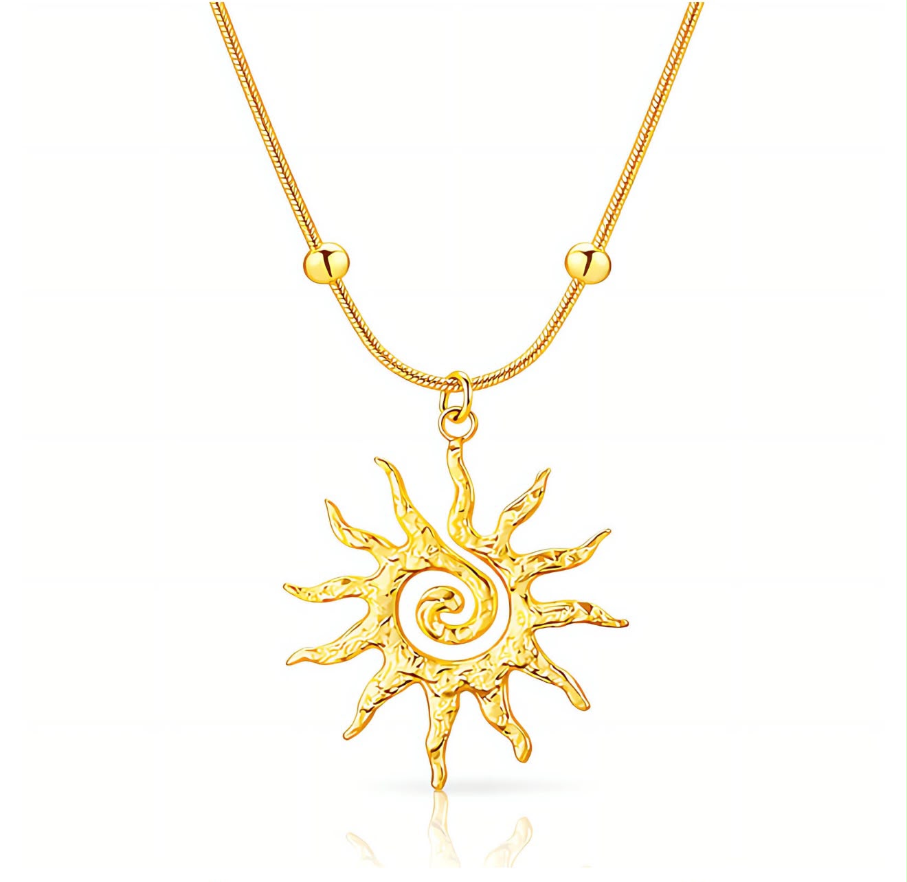 Sun Necklace, 18K Gold Plated Steel