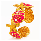 Starfish and Seashells Bracelet, 18K Gold Plated Steel