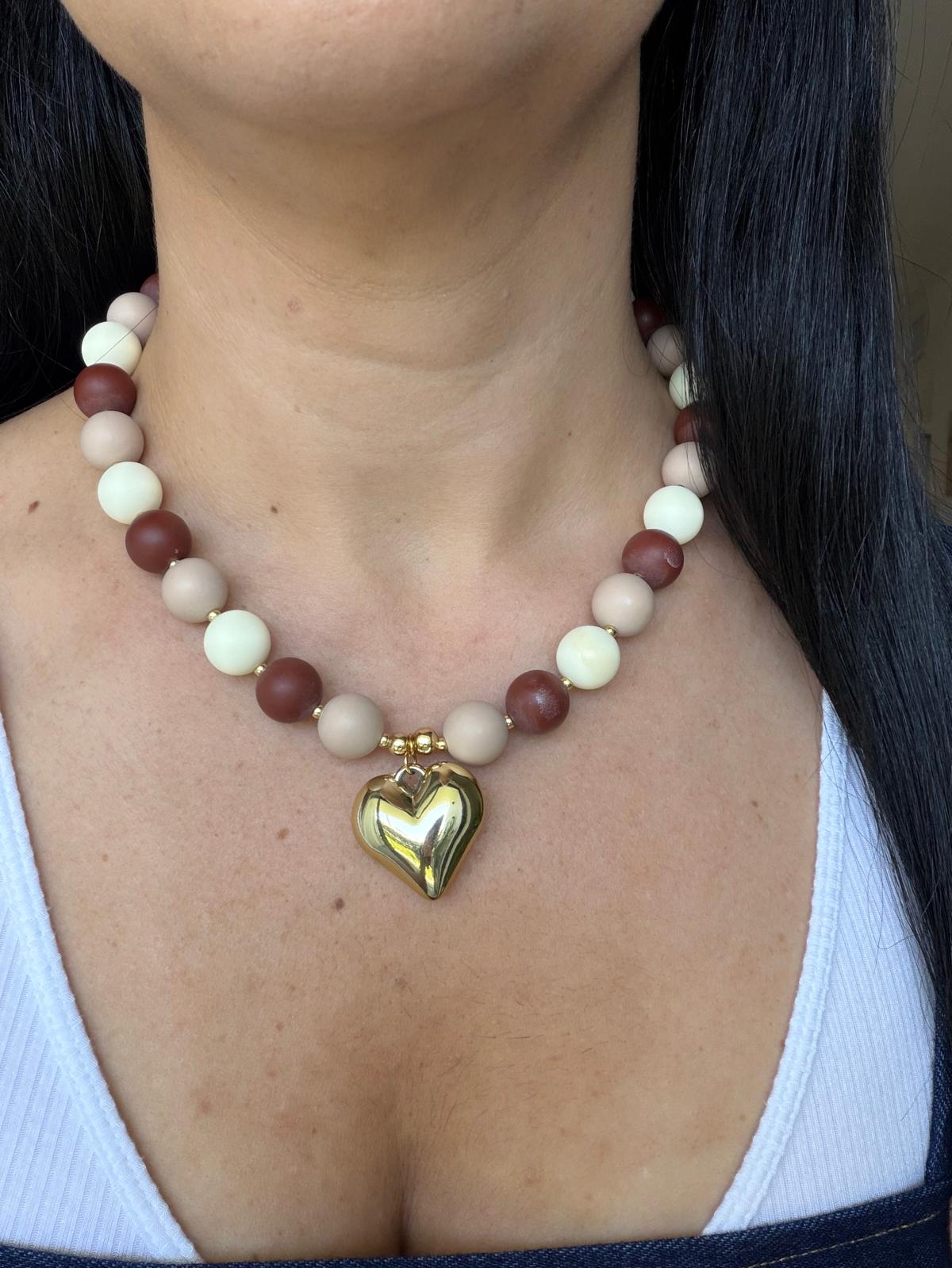Ball and heart necklace