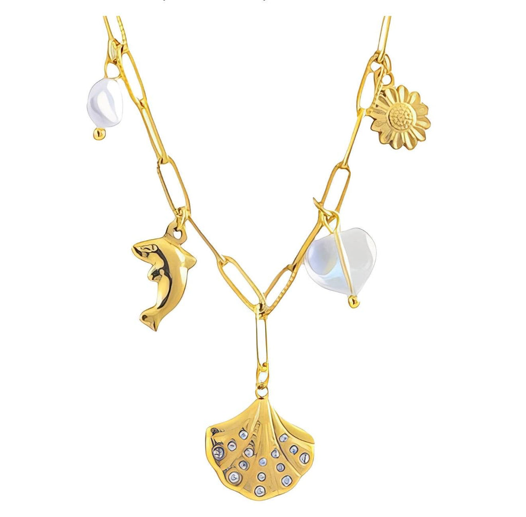 Seashell Necklace, 18K Gold Plated Steel