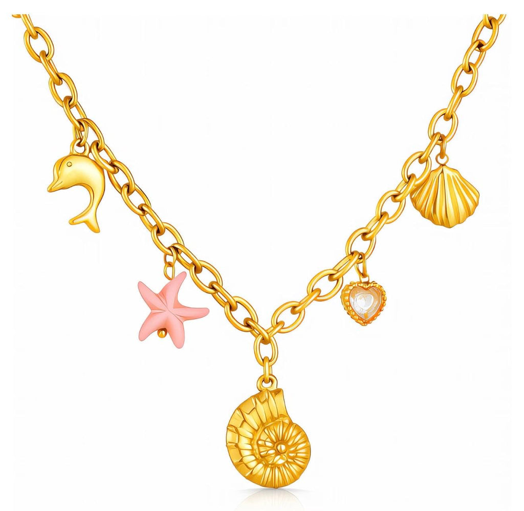 Snail Necklace, 18K Gold Plated Steel