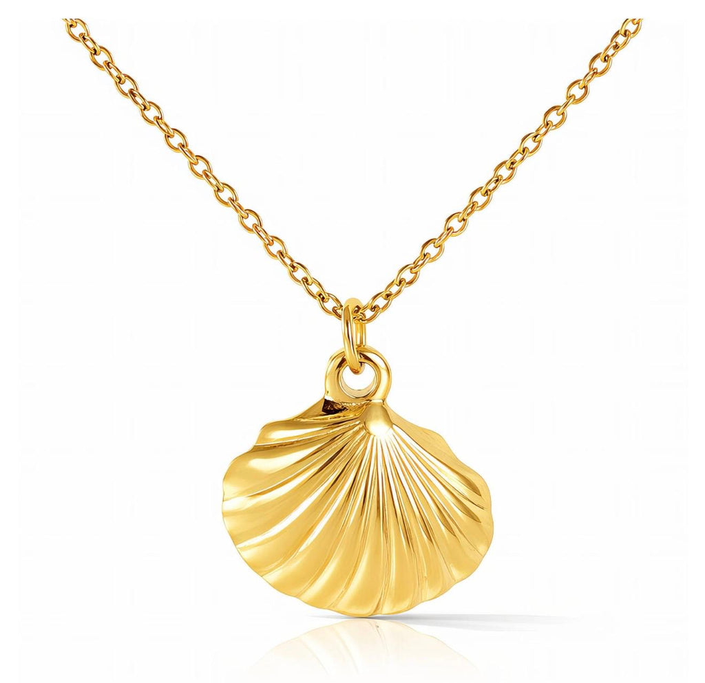 Seashell Necklace, 18K Gold Plated Steel