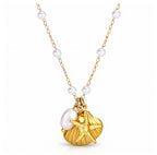 Starfish And Seashell Necklace, 18K Gold Plated Steel