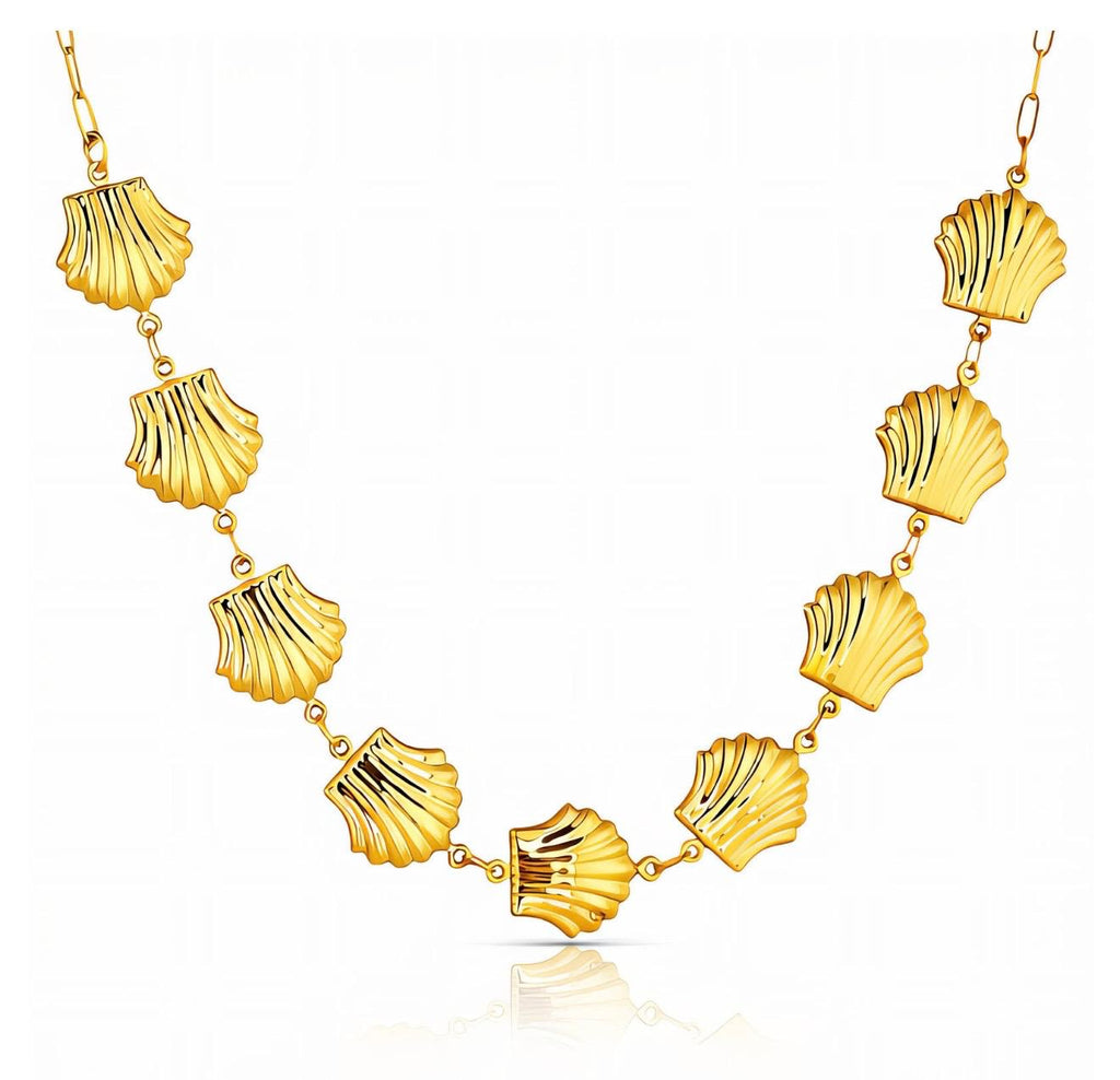 Seashells Necklace, 18K Gold Plated Steel