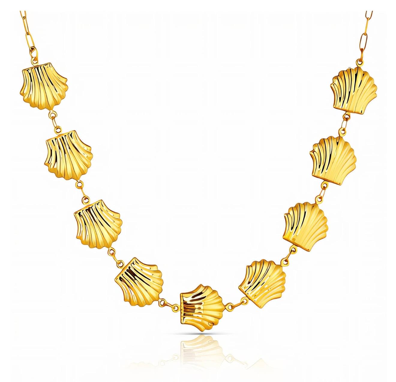 Seashells Necklace, 18K Gold Plated Steel