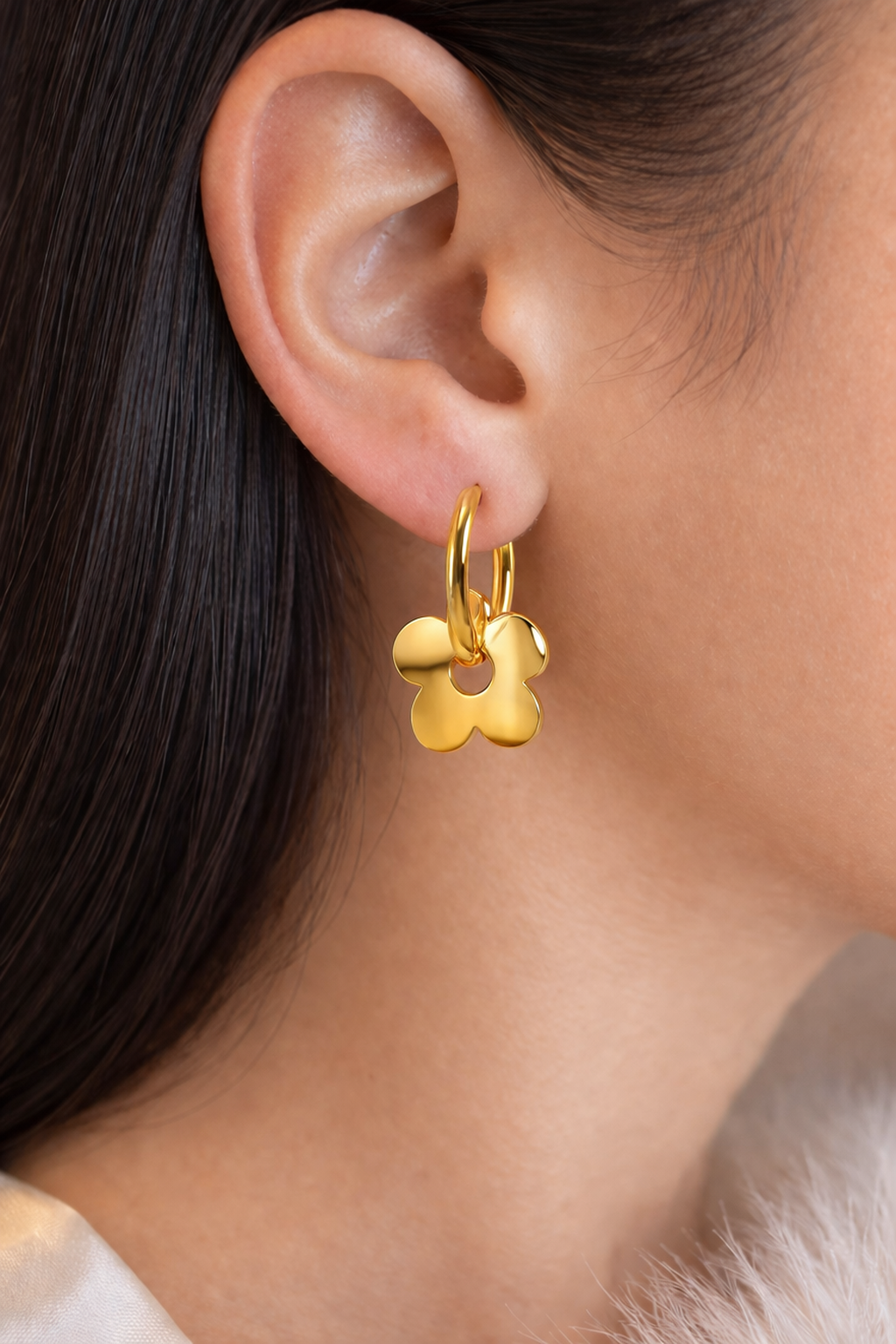 Flowers- Earrings, 18K Gold Plated Steel