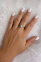 Adjustable stainless-steel ring with natural stone, vintage style