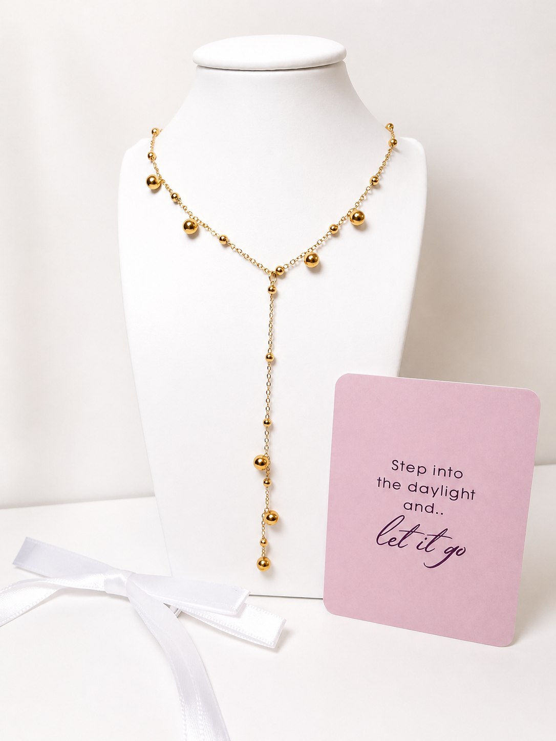 18K Gold Tassel Bead Necklace