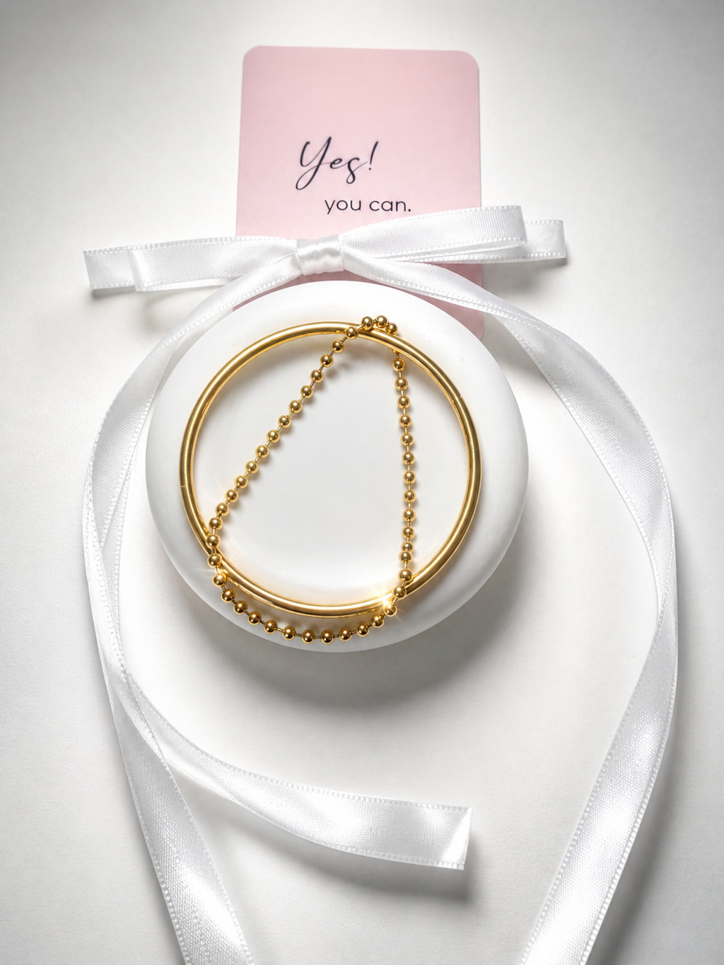 Gold Beaded Stainless Steel Bracelet