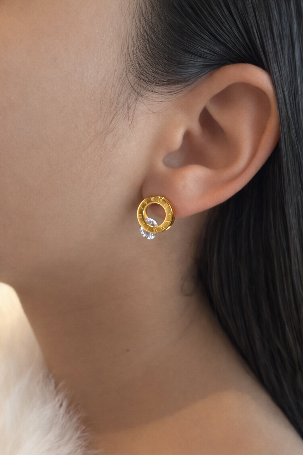 Earrings, 18K Gold Plated Steel