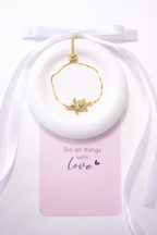 Adjustable Gold Plated Turtle Bracelet with Cubic Zirconia