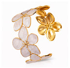 Flower Bracelet, 18K Gold Plated Steel