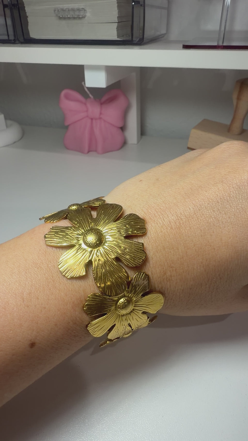 Flower Meadow Bracelet, 18K Gold Plated Steel