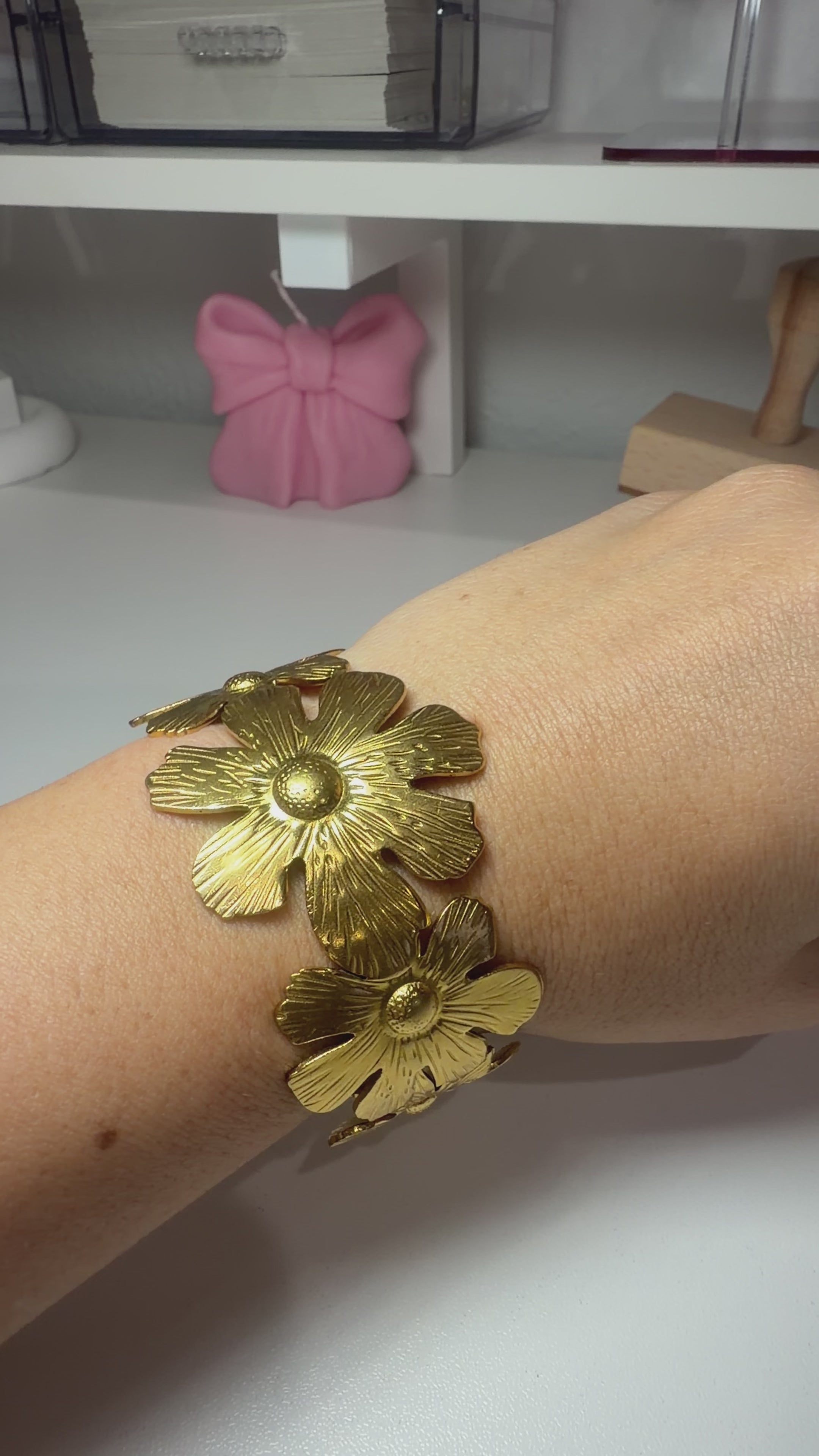 Flower Meadow Bracelet, 18K Gold Plated Steel