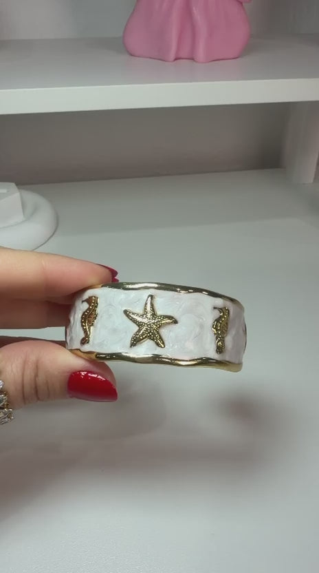 Stars and Seahorses bracelet, 18-karat gold-plated steel