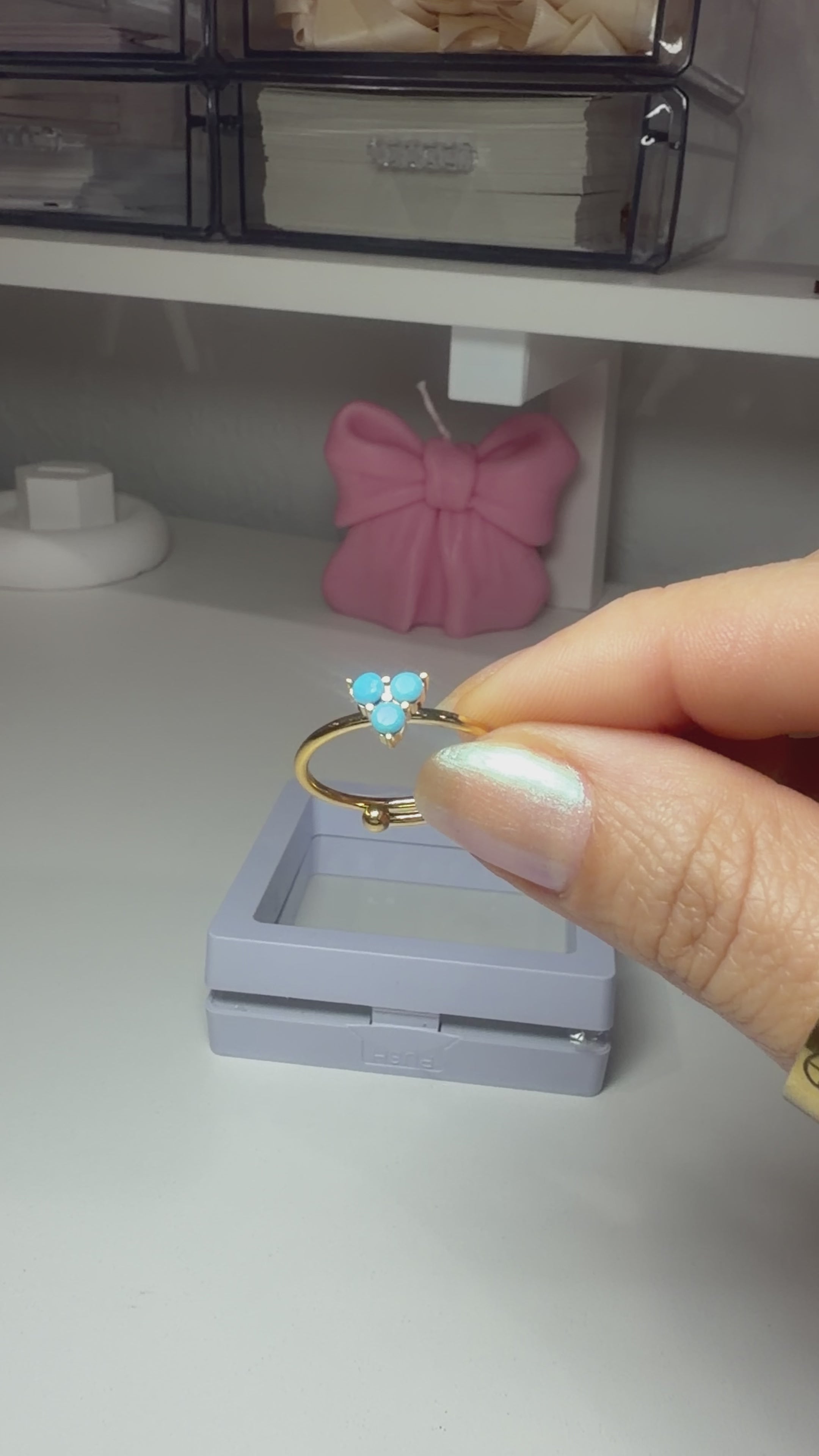 Adjustable stainless-steel ring with natural stone, vintage style