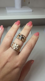 Flower- Ring, 18K Gold Plated Steel