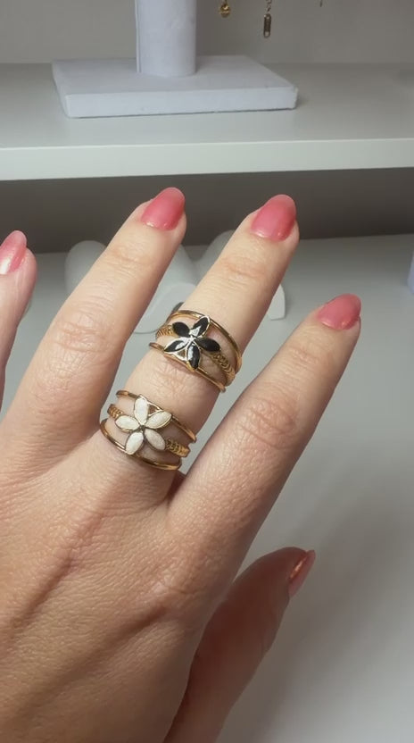 Flower- Ring, 18K Gold Plated Steel