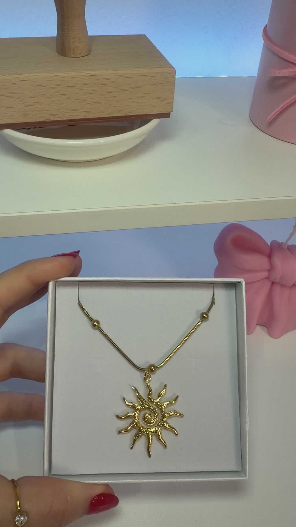 Sun Necklace, 18K Gold Plated Steel