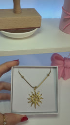 Sun Necklace, 18K Gold Plated Steel
