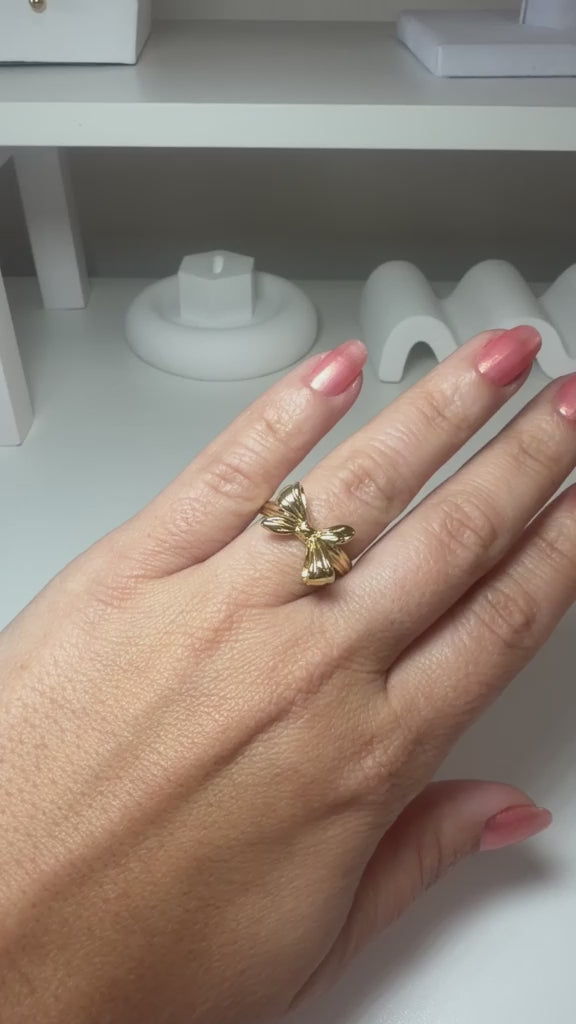Cast stainless steel ring with a luxurious aesthetic, plated in 18k gold.