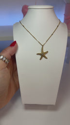 Starfish Necklace, 18K Gold Plated Steel
