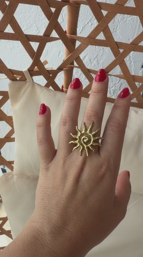 Gold Sun Adjustable Ring
