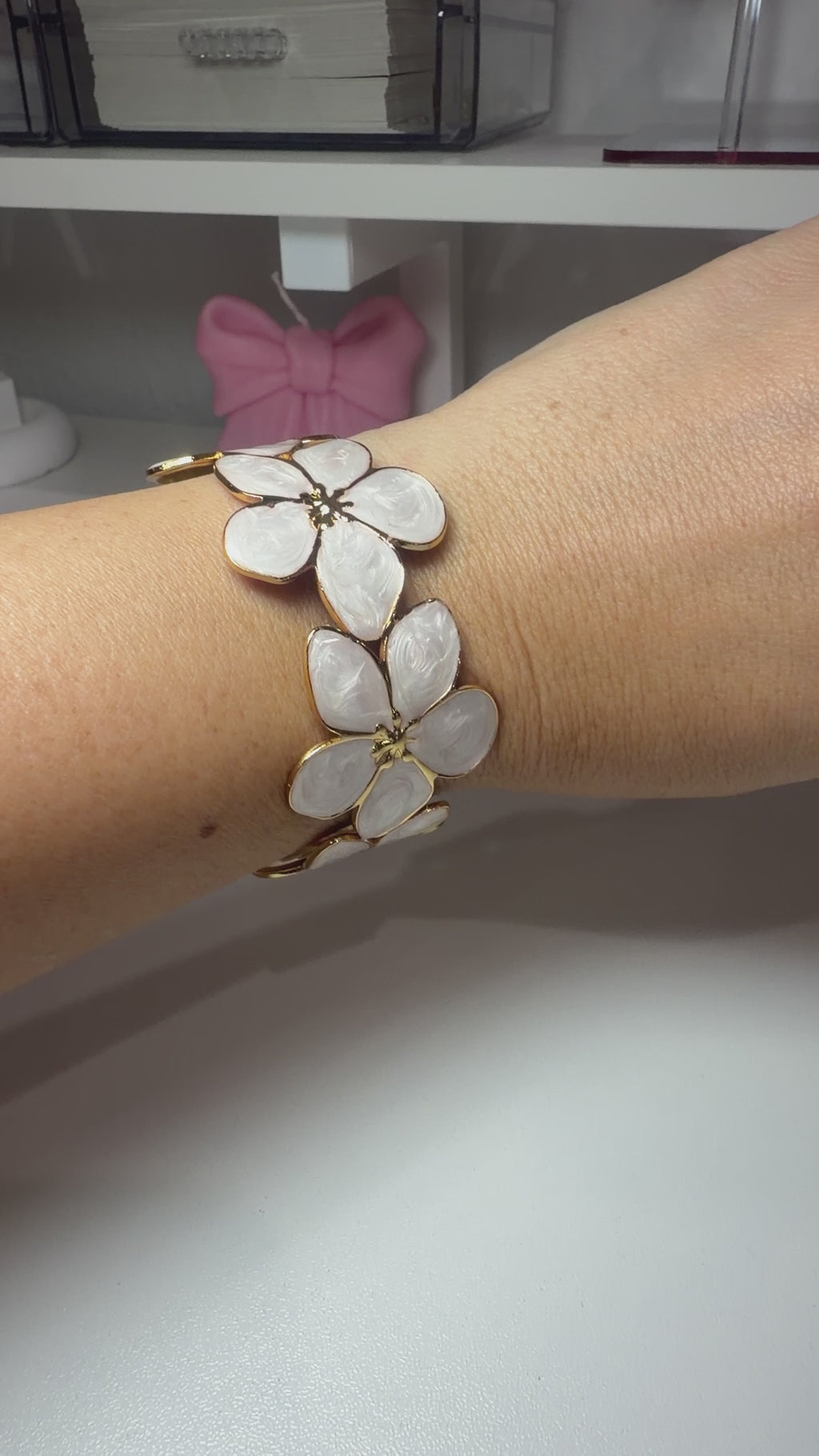 Flower Bracelet, 18K Gold Plated Steel