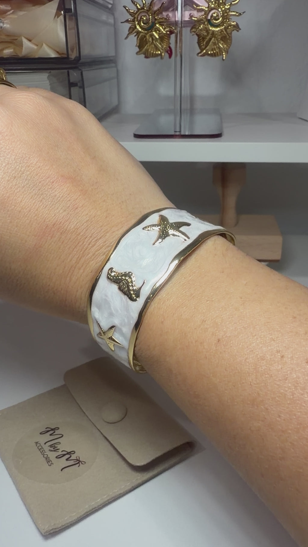 Stars and Seahorses bracelet, 18-karat gold-plated steel