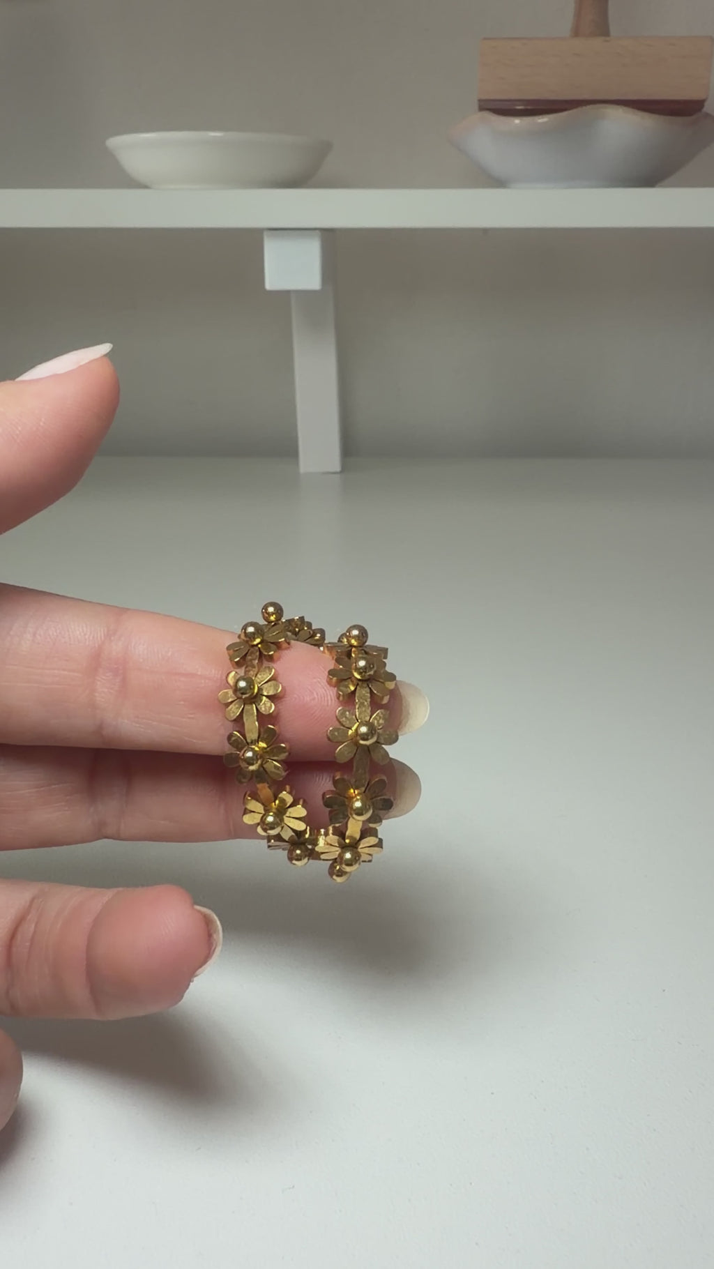 Floral Hoop Earrings – 18K Gold Plated