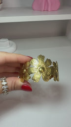 Flower Meadow Bracelet, 18K Gold Plated Steel
