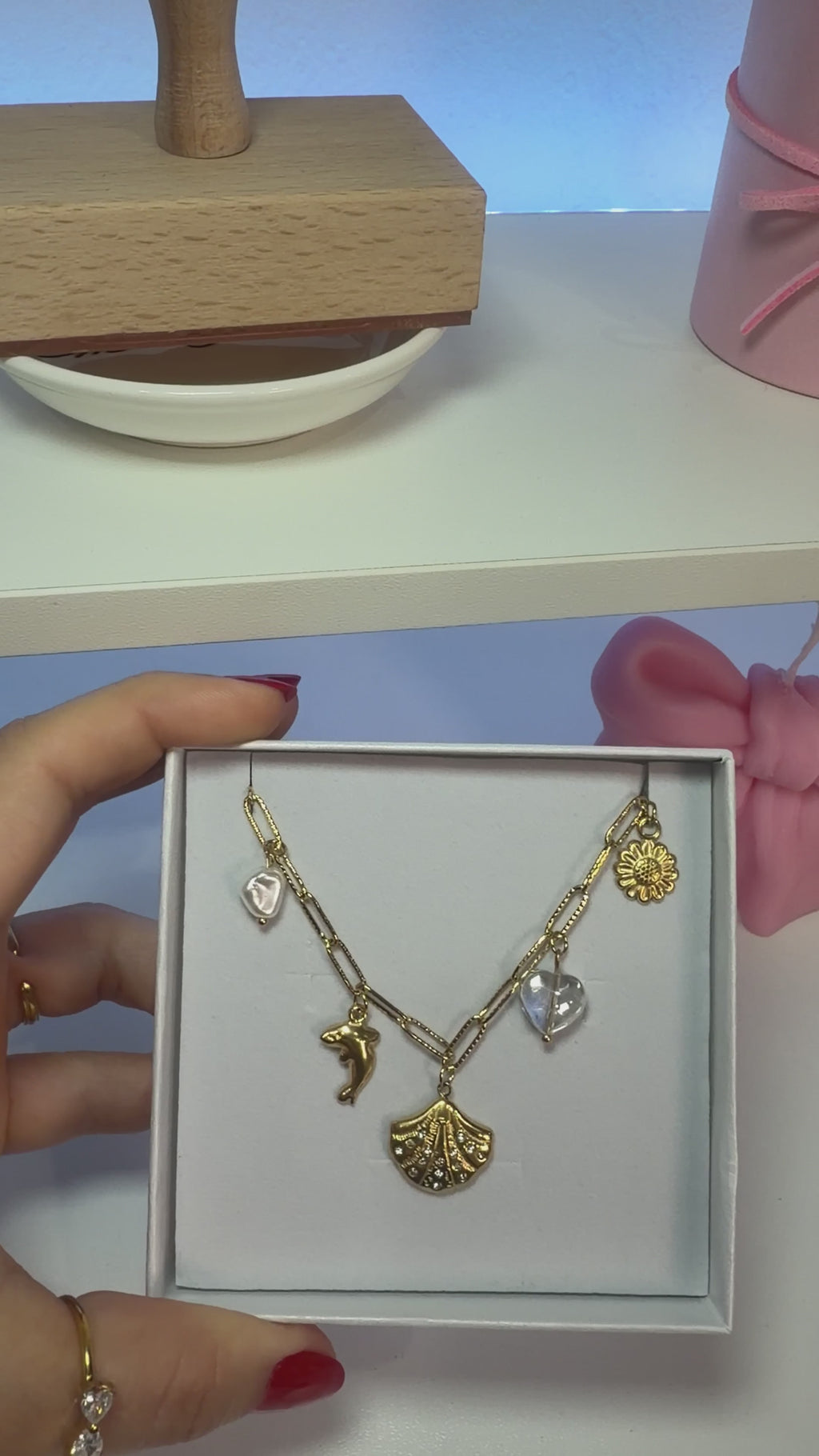 Seashell Necklace, 18K Gold Plated Steel