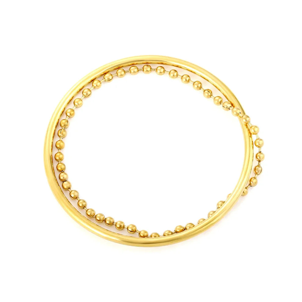 Gold Beaded Stainless Steel Bracelet